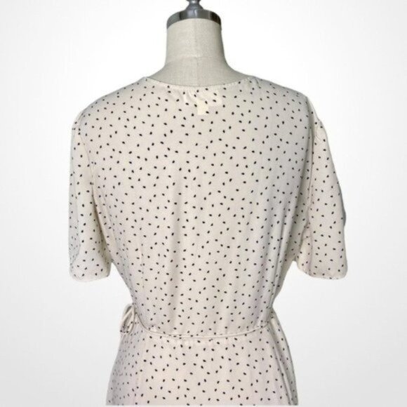 Everly Cream Polka Dot Print Midi Wrap Dress Large - Picture 6 of 9